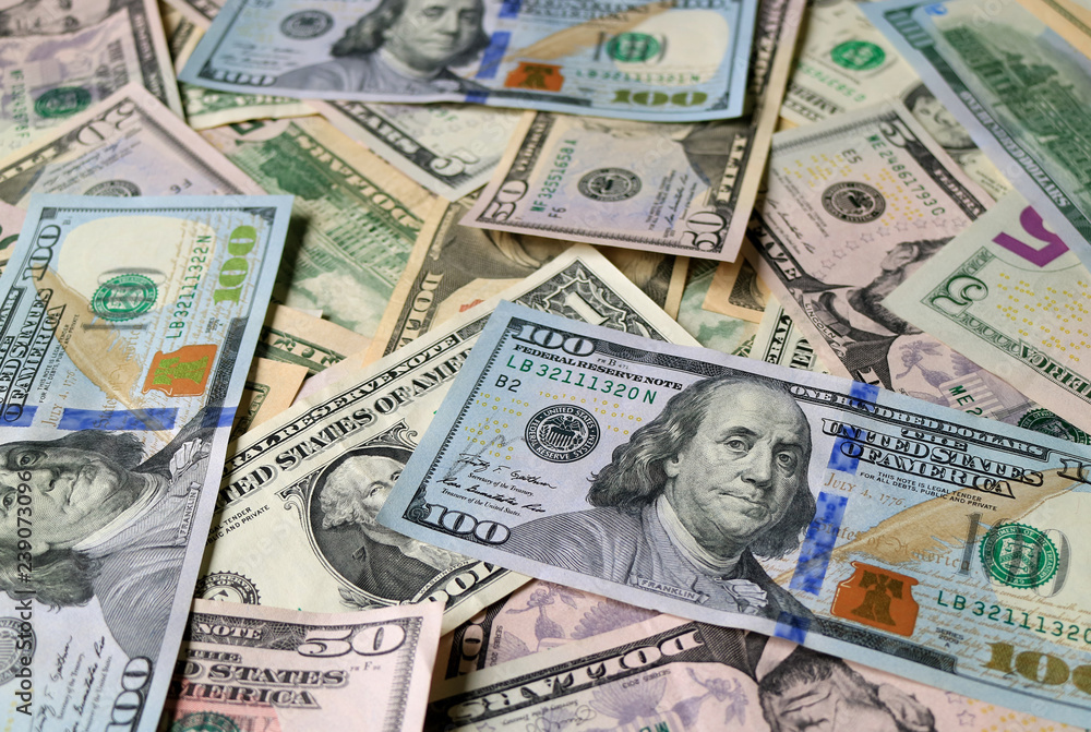 Closed up heap of United States one hundred dollar ($100) bills Closed up heap of United States one hundred dollar ($100) bills