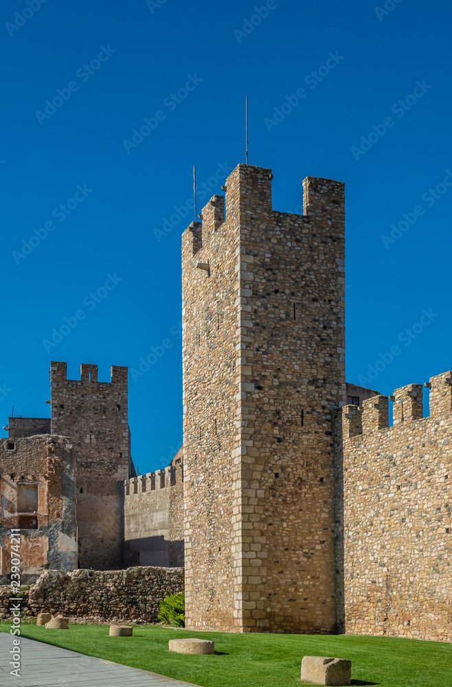 The medieval walls and towers of Montblanc, the capital of the Catalan comarca Conca de Barbera, in the province of Tarragona. Located near the Prades Mountains