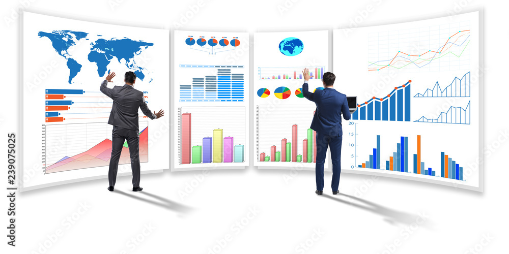 Businessman in business visualization and infographics concept Businessman in business visualization and infographics concept