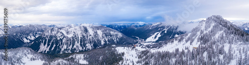 Stevens Pass WA Aerial Panoramic View Winter Mountains photo