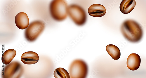 Flying Coffee Beans Vector 3d Background or Pattern