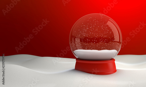 Snow globe at night in the snow in the winter. 3D illustration