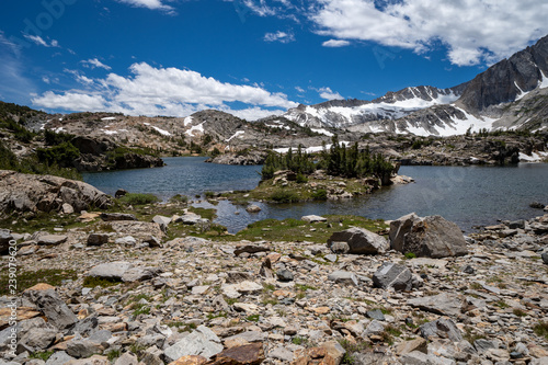 20 Lakes Basin at Shamrock Lake, backpacking and wilderness hiking the California Eastern Sierra Nevada Mountains in the summer.