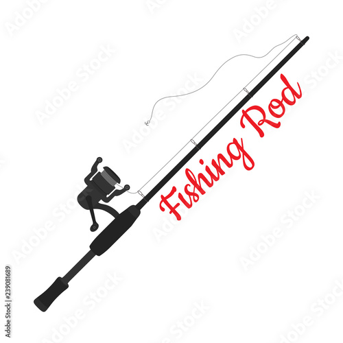 Vector cartoon fishing rod, spinning with hook