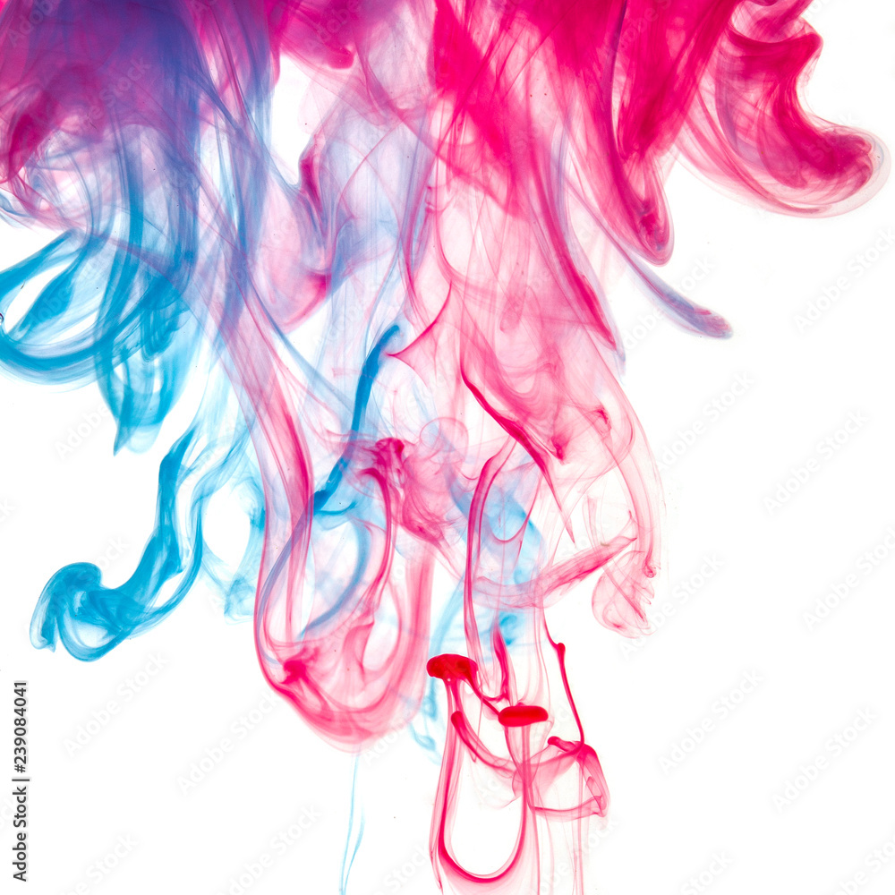 Abstract pattern falling into the water drop of red and blue ink Abstract pattern falling into the water drop of red and blue ink