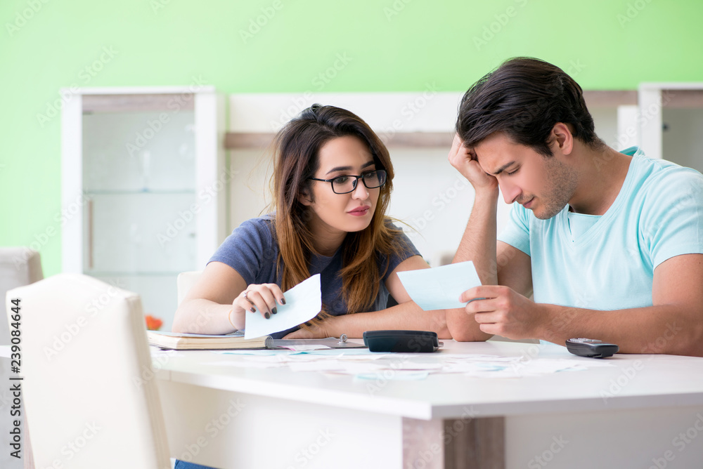Young family struggling with personal finance Young family struggling with personal finance