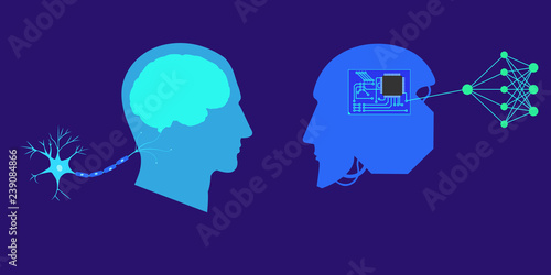 Deep or machine learning concept - abstract vector illustration