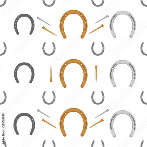 Horseshoes and nails - a seamless vector background equestrian theme