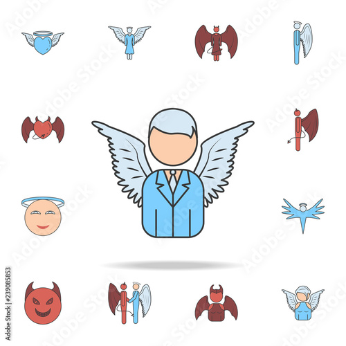 angel business man color field outline icon. Detailed set of angel and demon icons. Premium graphic design. One of the collection icons for websites, web design, mobile app