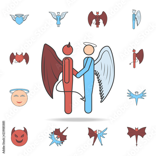 handshake of angel and demon color field outline icon. Detailed set of angel and demon icons. Premium graphic design. One of the collection icons for websites, web design, mobile