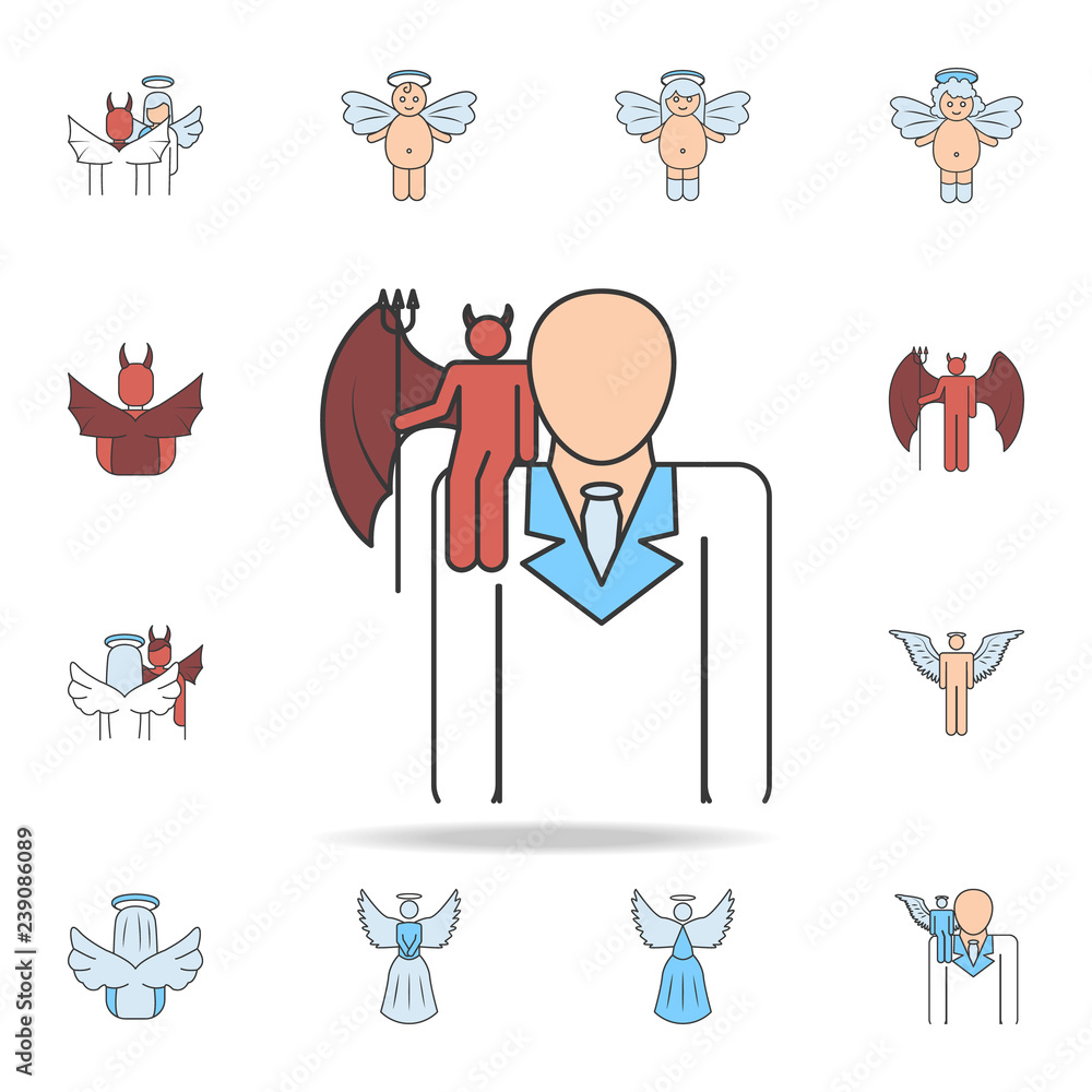 demon on the shoulder color field outline icon. Detailed set of angel and demon icons. Premium graphic design. One of the collection icons for websites, web design, mobile app demon on the shoulder color field outline icon. Detailed set of angel and demon icons. Premium graphic design. One of the collection icons for websites, web design, mobile app