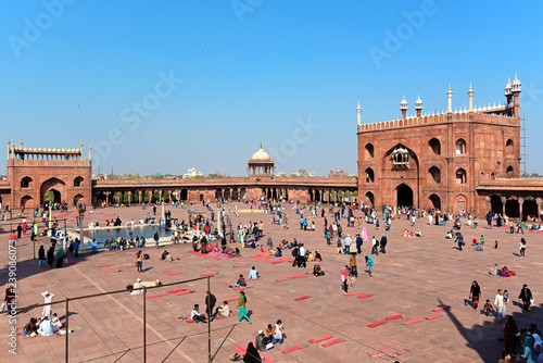 The courtyard of the Famous Jama Masjid mosque can accommodate more than 25,000 worshipers in Delhi, India