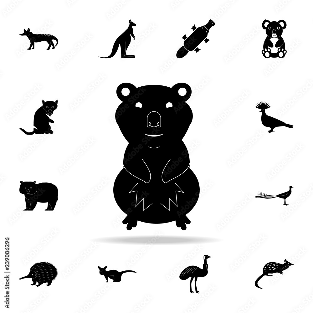 Quokka icon. Detailed set of Australian animal silhouette icons. Premium graphic design. One of the collection icons for websites, web design, mobile app