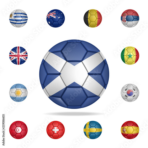 National football ball of Scotland. Detailed set of national soccer balls. Premium graphic design. One of the collection icons for websites, web design, mobile app