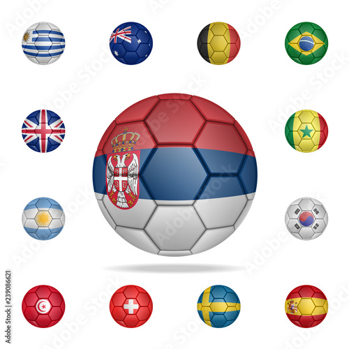 National football ball of Serbia. Detailed set of national soccer balls. Premium graphic design. One of the collection icons for websites, web design, mobile app