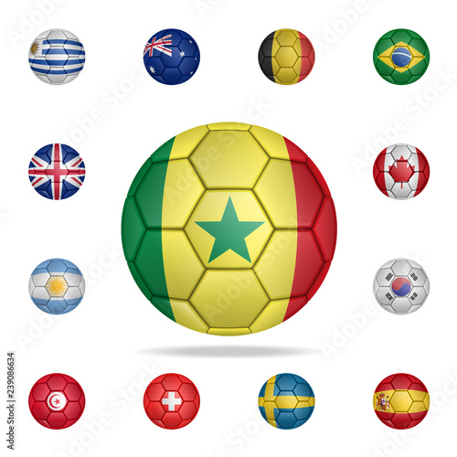 National football ball of Senegal. Detailed set of national soccer balls. Premium graphic design. One of the collection icons for websites, web design, mobile app