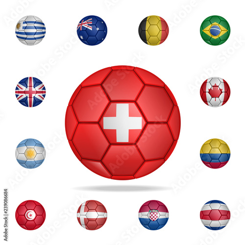 National football ball of Switzerland. Detailed set of national soccer balls. Premium graphic design. One of the collection icons for websites, web design, mobile app