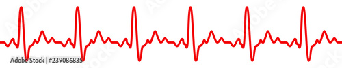 Heart pulse icon, cardiogram sign, heartbeat, one line - vector for stock