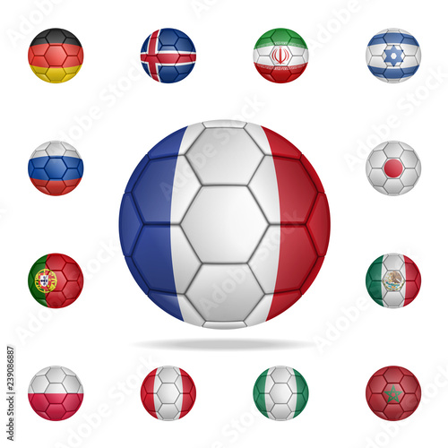 National football ball of France. Detailed set of national soccer balls. Premium graphic design. One of the collection icons for websites, web design, mobile app