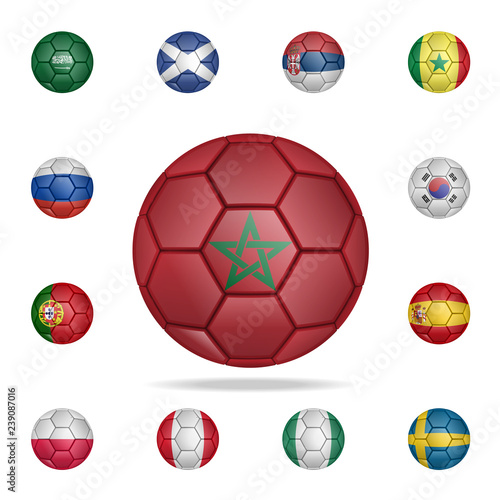 National football ball of Morocco. Detailed set of national soccer balls. Premium graphic design. One of the collection icons for websites, web design, mobile app