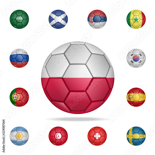 National football ball of Poland. Detailed set of national soccer balls. Premium graphic design. One of the collection icons for websites, web design, mobile app