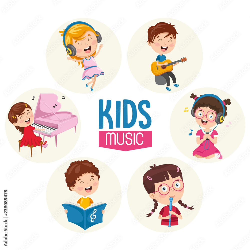 Vector Illustration Of Kids Music