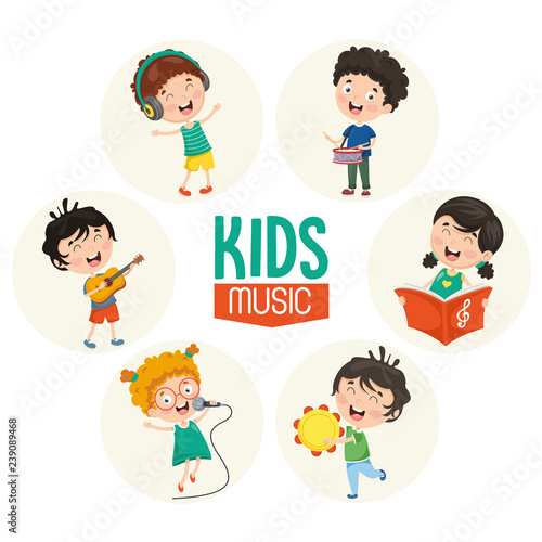 Vector Illustration Of Kids Music