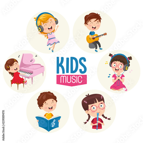 Vector Illustration Of Kids Music