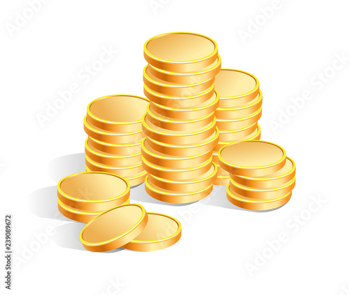 vector illustration of gold coins stacked vertically in stacks