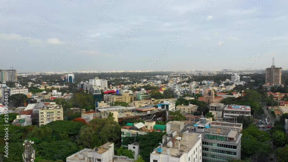 day time bangalore city center aerial panorama 4k india day time bangalore city center aerial panorama 4k india