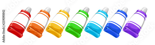 vector set of paints in tubes artist's palette