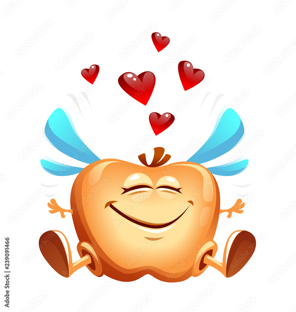Obraz premium vector illustration of flying cute cupid in love