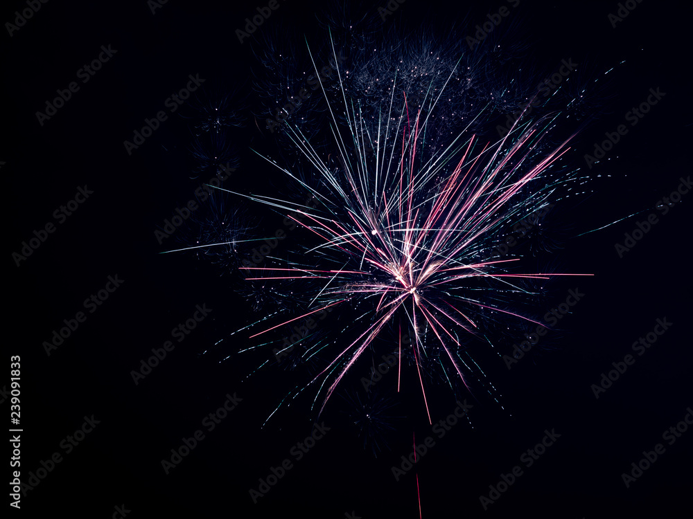 Fireworks eroding in the night skies with many colors