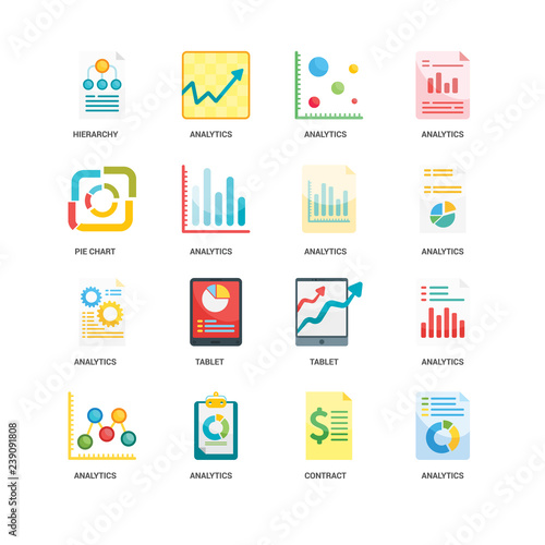 Simple Set of 16 Vector Icon. Contains such Icons as Analytics, Hierarchy structure, undefined, Tablet, Analytics. Editable Stroke pixel perfect