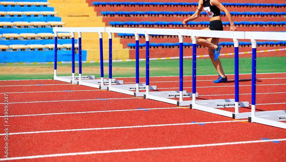Hurdle race, on the track and field