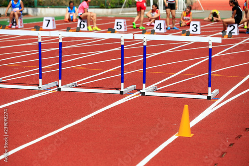 Hurdle rack, in the track and field