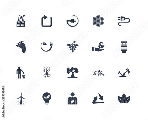 Set Of 20 icons such as Leaf, Recycle, Eco volunteer, energy, Wi