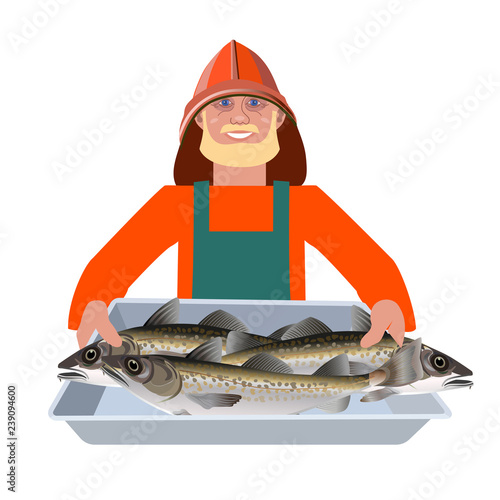 Man with fish container