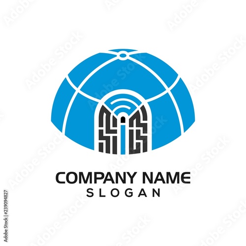 Igloo design with fingerprints on the door for the Security graphic resource logo icon