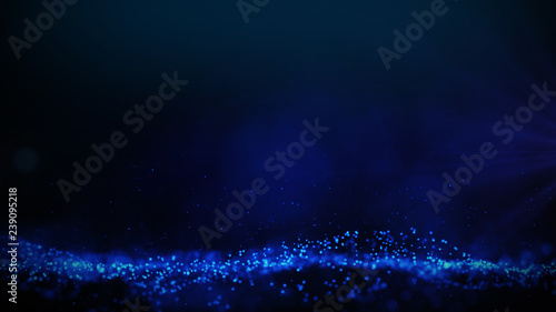 Blue particles abstract blurred glowing background computer generated graphics