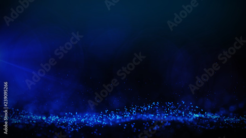 Blue particles abstract blurred glowing background computer generated graphics