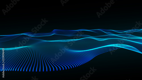 3D abstract digital wave particles. Futuristic vector illustration. Abstract background. - Vector