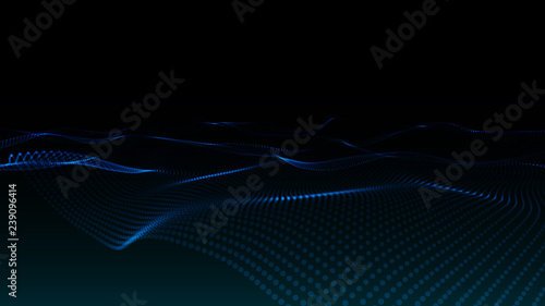 3D abstract digital wave particles. Futuristic vector illustration. Abstract background. - Vector