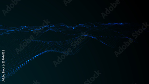 3D abstract digital wave particles. Futuristic vector illustration. Abstract background. - Vector