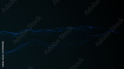 3D abstract digital wave particles. Futuristic vector illustration. Abstract background. - Vector
