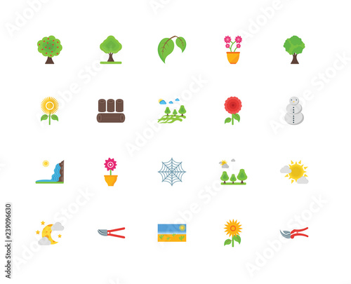 Set Of 20 icons such as Pruners, Flower, Desert, Moon, Tree, Spi