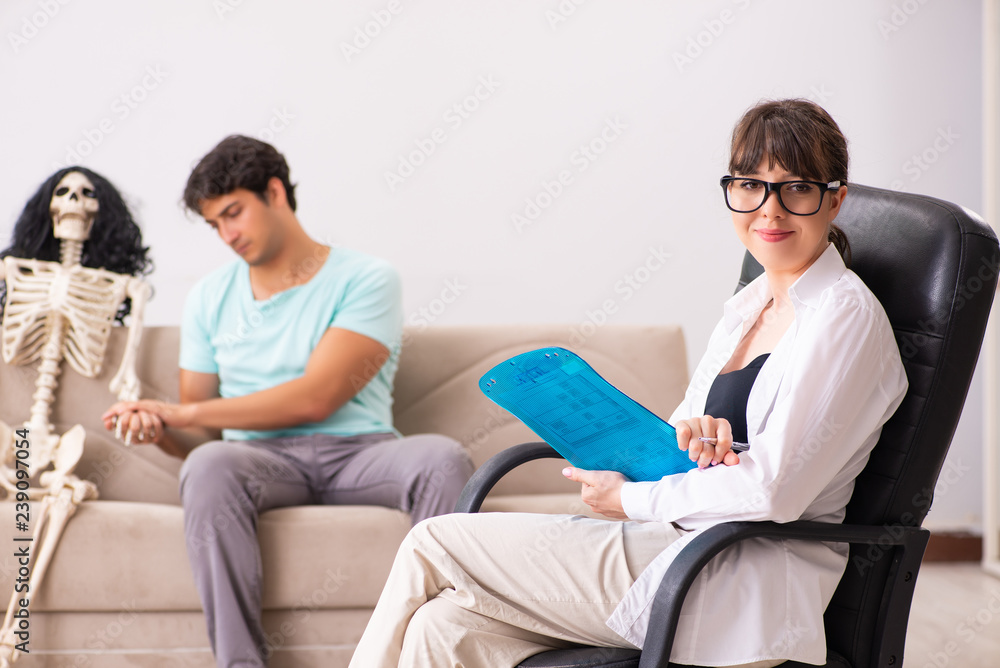 Young patient visiting psychologist for therapy Young patient visiting psychologist for therapy