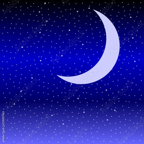 Month in the starry night sky.