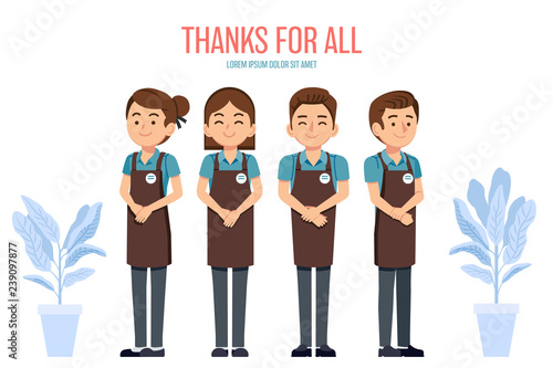 Staff thank customers for using the shop, cafe, mall, supermarket and all to Throughout the years. Get all comments and thanks for using service. Quality work man to ensure customer satisfaction.