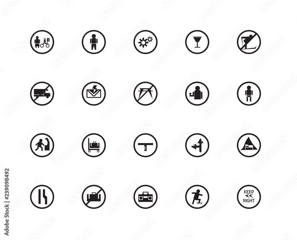 Set Of 20 icons such as Keep Left, Beach, No Skiing, Alcoholic drinks, Narrow Right Lane, Man, Left side road, Heavy Vehicles Not Allowed, icon pack Set Of 20 icons such as Keep Left, Beach, No Skiing, Alcoholic drinks, Narrow Right Lane, Man, Left side road, Heavy Vehicles Not Allowed, icon pack